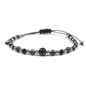 Bransoletka celebrytka czarny TURMALIN KWARC DYMNY HEMATYT ochrona i spokój